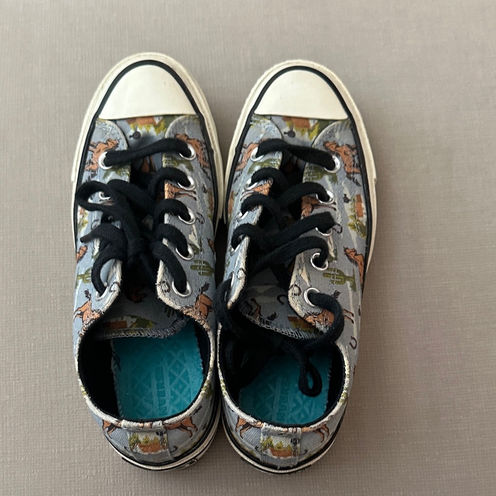 Kids Horse Print Converse Sneakers - Light Blue